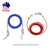 3M/ Dog Tie Out Cable Leash Lead Tangle Free Outdoor Yard Walking Runing-Blue