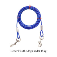3M/ Dog Tie Out Cable Leash Lead Tangle Free Outdoor Yard Walking Runing-Blue
