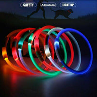 Rechargeable Night LED Dog Collar USB Glow Flashing Light Up Pet Collars Safety-Blue-Diameter Length-35cm