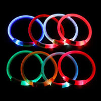 Rechargeable Night LED Dog Collar USB Glow Flashing Light Up Pet Collars Safety-Blue-Diameter Length-70cm