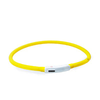 Rechargeable Night LED Dog Collar USB Glow Flashing Light Up Pet Collars Safety-Yellow-Diameter Length-70cm