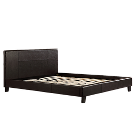 Queen PU Leather Bed Frame Brown
