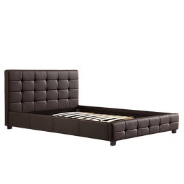 Double PU Leather Deluxe Bed Frame Brown