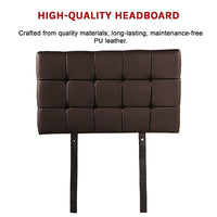 PU Leather Single Bed Deluxe Headboard Bedhead - Brown