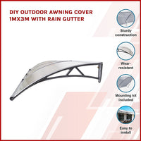 DIY Outdoor Awning Cover 1mx3m with Rain Gutter