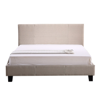 Queen Linen Fabric Bed Frame Beige