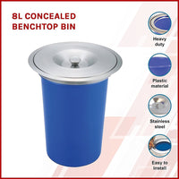 8L Concealed Benchtop Bin