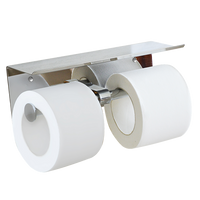 Stainless Steel Double Toilet Paper Holder Towel Roll Tissue Rack Storage Shelf