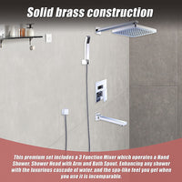 8" Rain Shower Head Straight Wall Arm Mixer Set Wall Bath Spout Outlet Tap