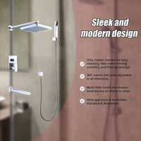 8" Rain Shower Head Straight Wall Arm Mixer Set Wall Bath Spout Outlet Tap