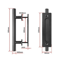 Carbon Steel Door Handle & Flush Pull Wood Door Gate Hardware 12"