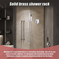 WELS 8" Rain Shower Head Set Square Dual Heads Faucet High Pressure With Mixer
