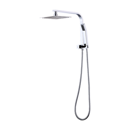WELS 8" Rain Shower Head Set Square Dual Heads Faucet High Pressure Hand Held