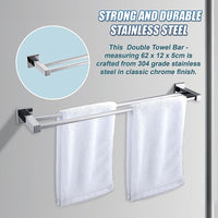 Double Classic Chrome Towel Bar Rail Bathroom