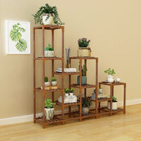 Indoor Outdoor Garden Plant Stand Planter Flower Pot Shelf Wooden Shelving - 12 Shelves