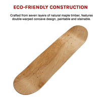 7 Layers Skateboard Deck Natural Wood Maple Double Concave Blank Skate Board DIY