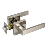 Door Handle Set Lever Passage Function Square Satin Nickel