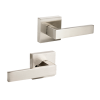 Door Handle Set Lever Passage Function Square Satin Nickel