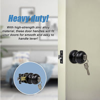 Door Handle Set Key Lock Function Round Black