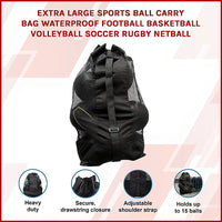 Extra Large Sports Ball Carry Bag Waterproof Football Basketball Volleyball Soccer Rugby NetBall