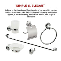 Bathroom Accessories Set 6 Piece Pack Chrome Wall Mounted Easy Fittings