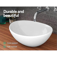 Ceramic Bathroom Basin Vanity Sink Oval Above Counter Top Mount Bowl