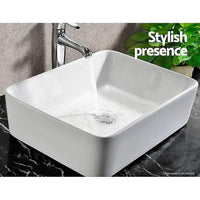 Ceramic Bathroom Basin Vanity Sink Square Above Counter Top Mount Bowl