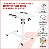 Laptop Desk Portable Mobile Computer Table Stand Adjustable Bed Study