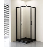 Adjustable 900x1100mm Double Sliding Door Glass Shower Screen in Black