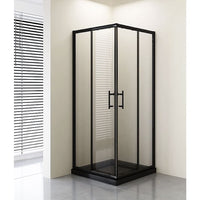 Adjustable 1000x1100mm Double Sliding Door Glass Shower Screen in Black