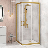 Adjustable 900x1100mm Double Sliding Door Glass Shower Screen in Gold