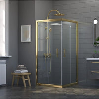 Adjustable 1200x1000mm Double Sliding Door Glass Shower Screen in Gold