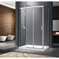 Adjustable 1300x920mm Single Door Corner Sliding Glass Shower Screen in Chrome