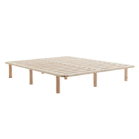Platform Bed Base Frame Wooden Natural Double Pinewood