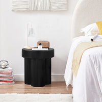 Maya Ribbed Black Side Table