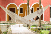 Outdoor undercover cotton Mayan Legacy hammock with hand crocheted tassels King Size Marble