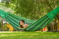 Mayan Legacy Queen Size Outdoor Cotton Mexican Hammock in Jardin Colour
