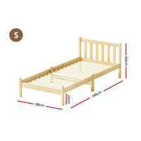 Bed Frame Wooden Single Size SOFIE Pine Timber Mattress Base OAK