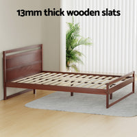 Bed Frame Queen Size Wooden Walnut WITTON