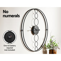 75CM Wall Clock No Numeral Large Round Metal Luxury Home Decor Black
