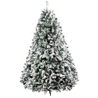 Jingle Jollys Christmas Tree 2.4M Xmas Tree Decorations Snow Flocked 1500 Tips
