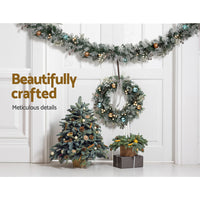 Jingle Jollys 2.7m Christmas Garland with LED Lights Snowy Decoration Xmas Party