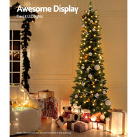 Jingle Jollys Christmas Tree 1.8m Pre-Lit 200 LED Lights Xmas Tree Decorations