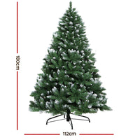 Jingle Jollys Christmas Tree 1.8m Snowy Xmas Tree Decoration 800 Tips