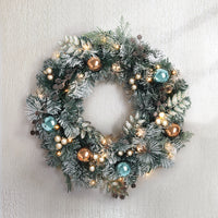 Jingle Jollys 60cm Christmas Wreath with LED Lights Snowy Garland Xmas Decor
