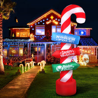 Jingle Jollys Christmas Inflatable Candy Pole 2.4M Illuminated Decorations