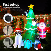 Jingle Jollys Christmas Inflatable Santa Tree 3M Illuminated Decorations