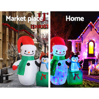 Jingle Jollys Christmas Inflatable Snowman 1.8M Illuminated Decorations