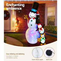 Jingle Jollys Christmas Inflatable Snowman 2.4M Illuminated Decorations