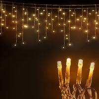 Jingle Jollys 12.5M Solar Christmas Lights Icicle String Light Warm White